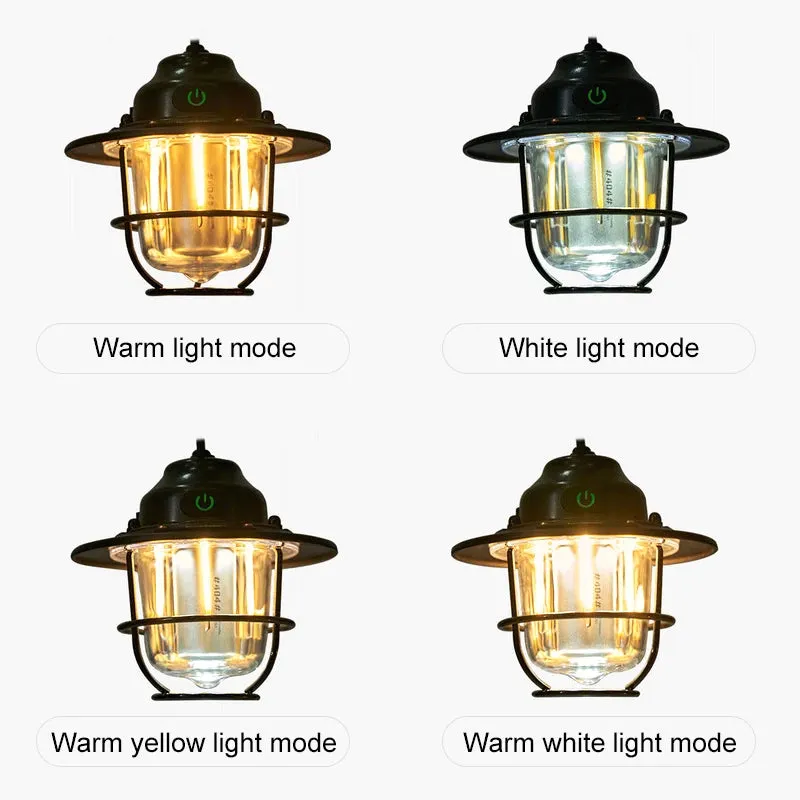 WESTTUNE Portable Camping Lantern – Retro Hanging Waterproof Light with Dimmable 1200mAh Battery