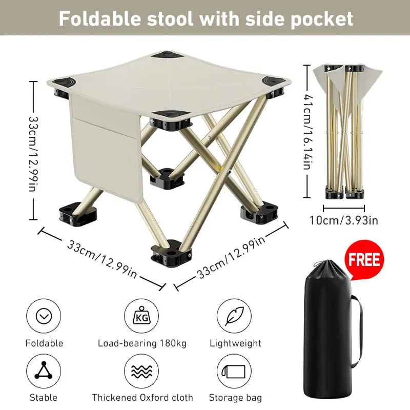 WESTTUNE Portable Folding Camping Stool – Lightweight Collapsible Seat for Hiking, Fishing & Travel