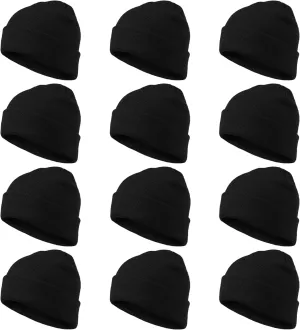 Wheebo 12Pieces Cuffed Knit Beanie Hat for Women Men Winter Skull Ski Cap Unisex Style