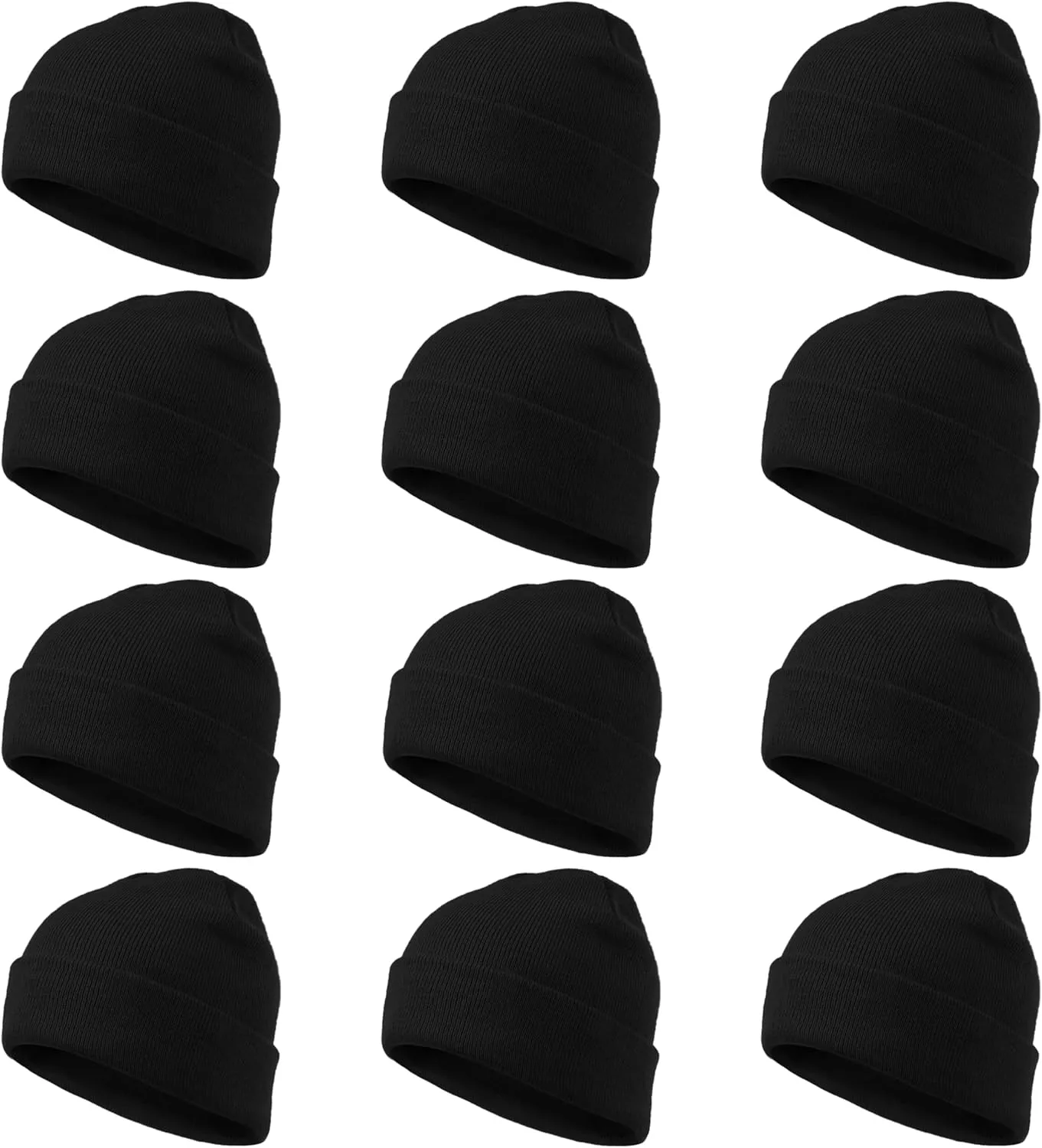 Wheebo 12Pieces Cuffed Knit Beanie Hat for Women Men Winter Skull Ski Cap Unisex Style