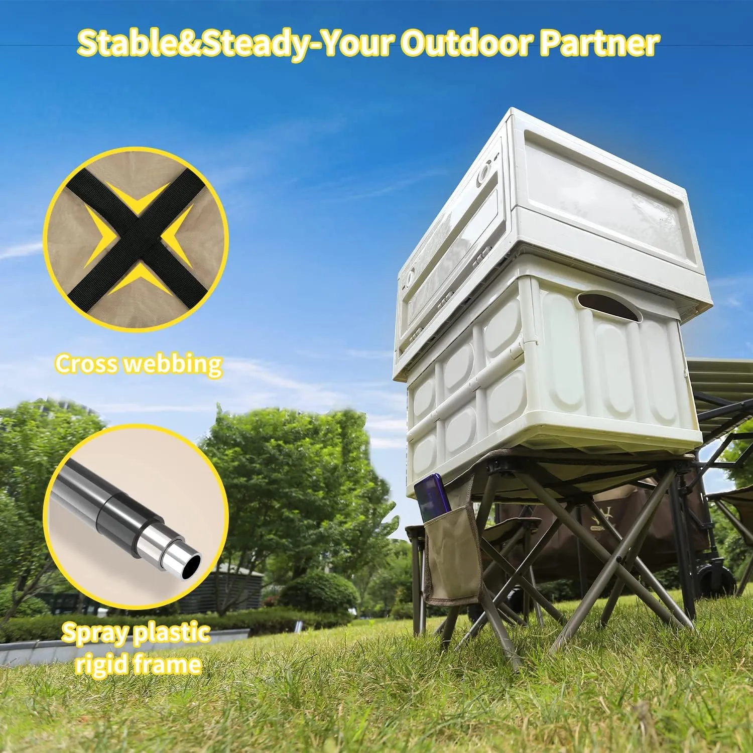 Whitsunday Folding Stool,12.6 Inch Portable Folding Stool for Camping Fishing Hiking Gardening and Beach Khaki-2PCS