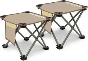 Whitsunday Folding Stool,12.6 Inch Portable Folding Stool for Camping Fishing Hiking Gardening and Beach Khaki-2PCS