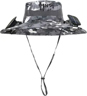 Wide Brim Hat with Fans Solar Power, UPF 50  Solar Fan Sun Hat for Camping Fishing Outdoor Hiking Beach