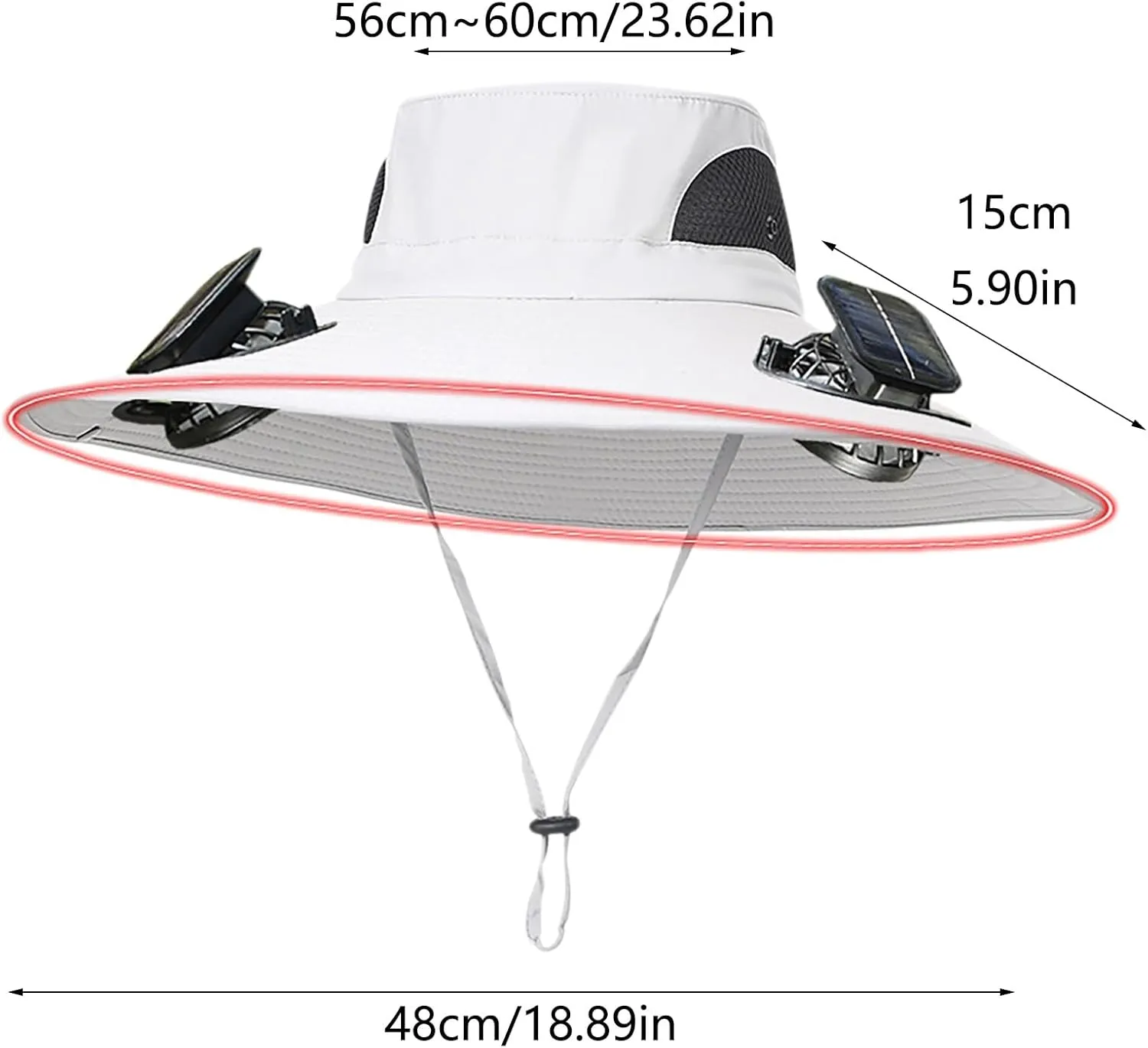 Wide Brim Hat with Fans Solar Power, UPF 50  Solar Power Fan Bucket Hats for Outdoor Hiking Beach Fishing