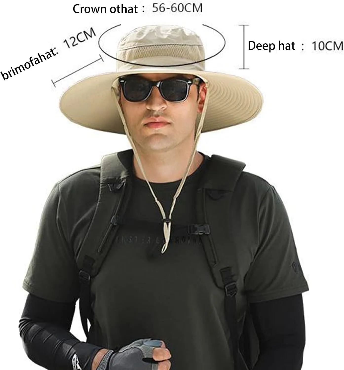 Wide Brim Solar Fan Hat, UPF 50  Bucket Hat with Solar Powered Fans for Outdoor Hiking Fishing Camping Beach