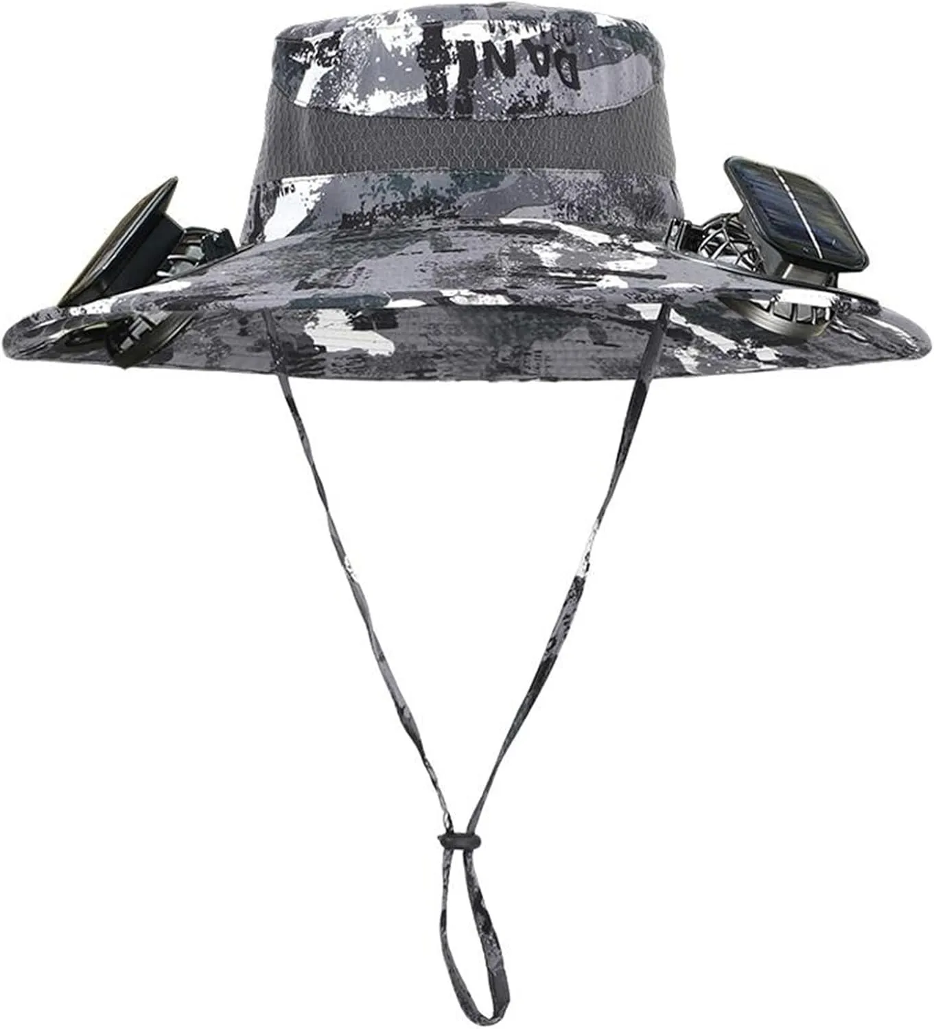 Wide Brim Solar Fan Hat, UPF 50  Solar Power Fan Bucket Hat for Hiking Beach Camping Outdoor Fishing