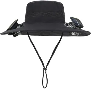 Wide Brim Solar Fan Hats for Men, UPF 50  Solar Fan Sun Hat for Camping Outdoor Fishing Hiking Beach