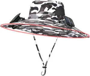Wide Brim Solar Fan Hats for Woman, UPF 50  Solar Power Fan Bucket Hat for Camping Fishing Outdoor Beach Hiking