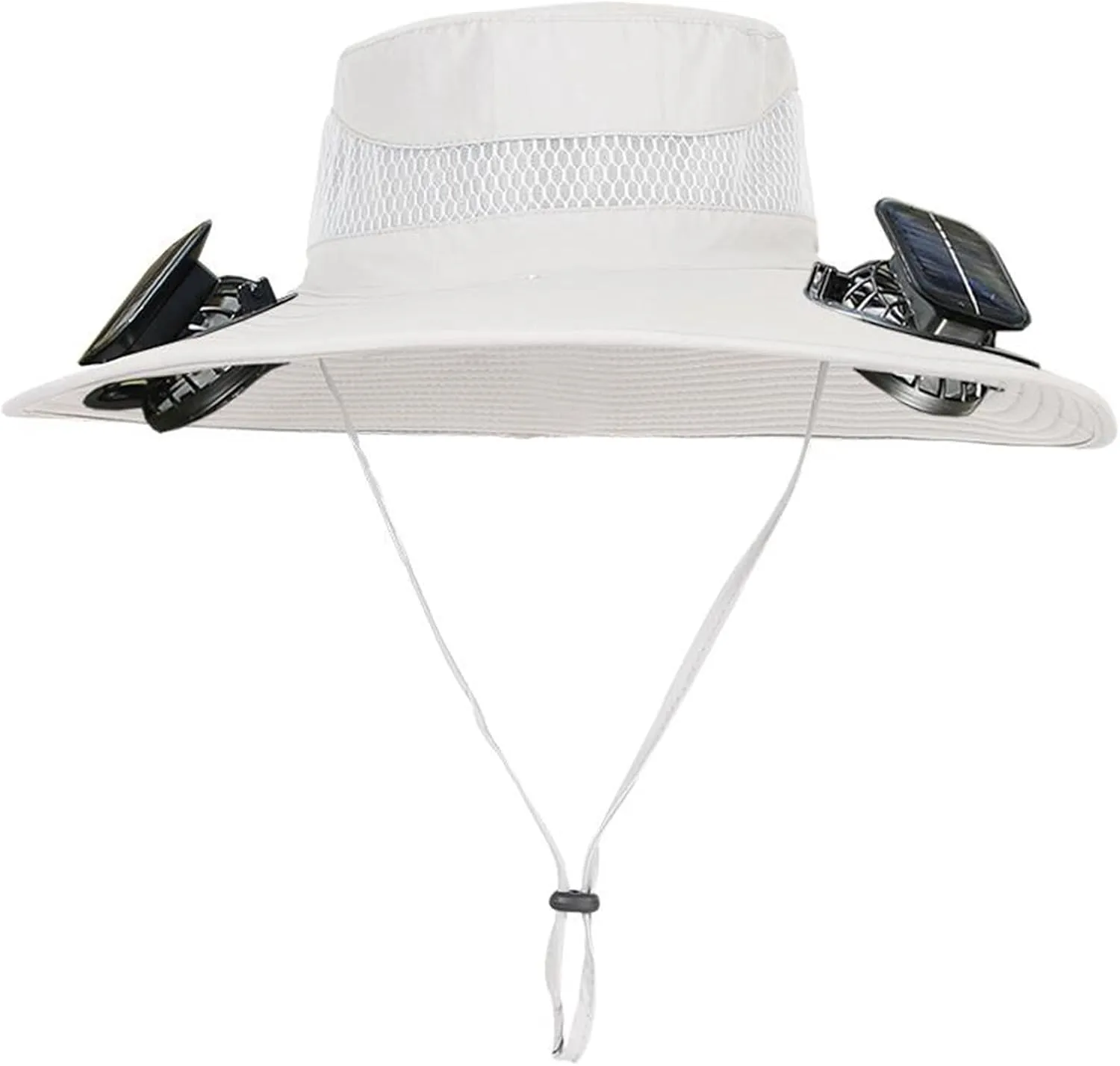 Wide Brim Solar Fan Outdoor Hat, UPF 50  Solar Power Fan Bucket Hat for Camping Fishing Hiking Beach Outdoor