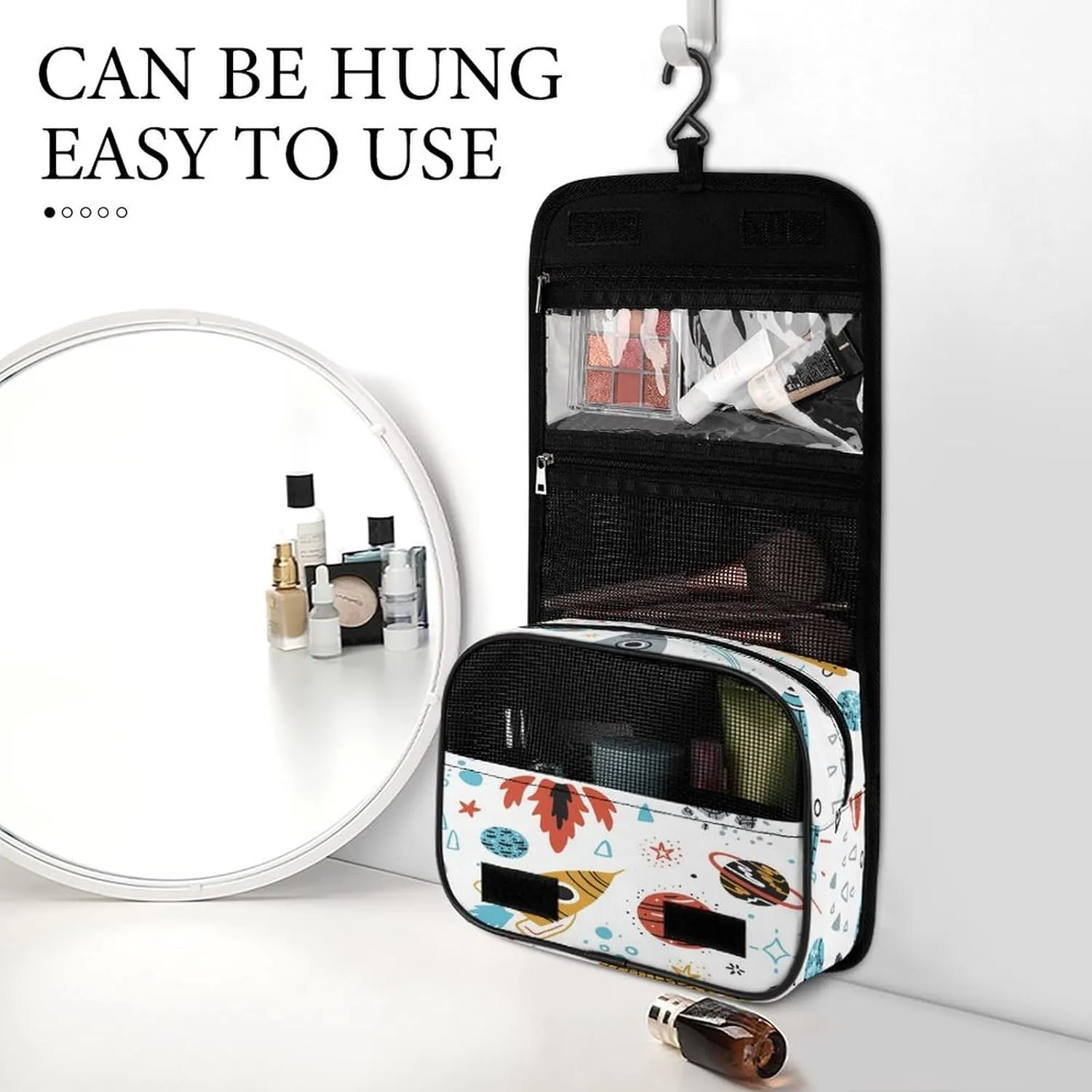Women Hanging Toiletry Wash bag, Travel Cosmetic Storage Case Organizer