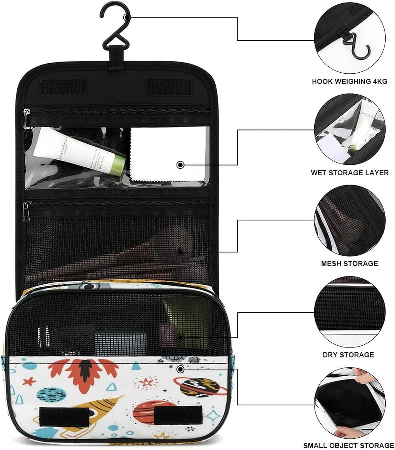 Women Hanging Toiletry Wash bag, Travel Cosmetic Storage Case Organizer