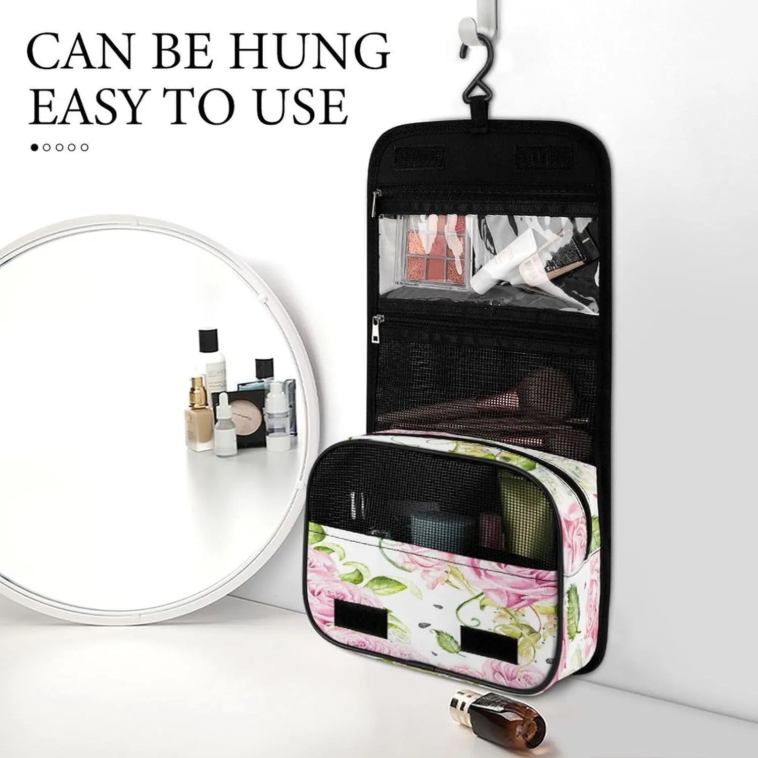Women Hanging Toiletry Wash bag, Travel Cosmetic Storage Case Organizer