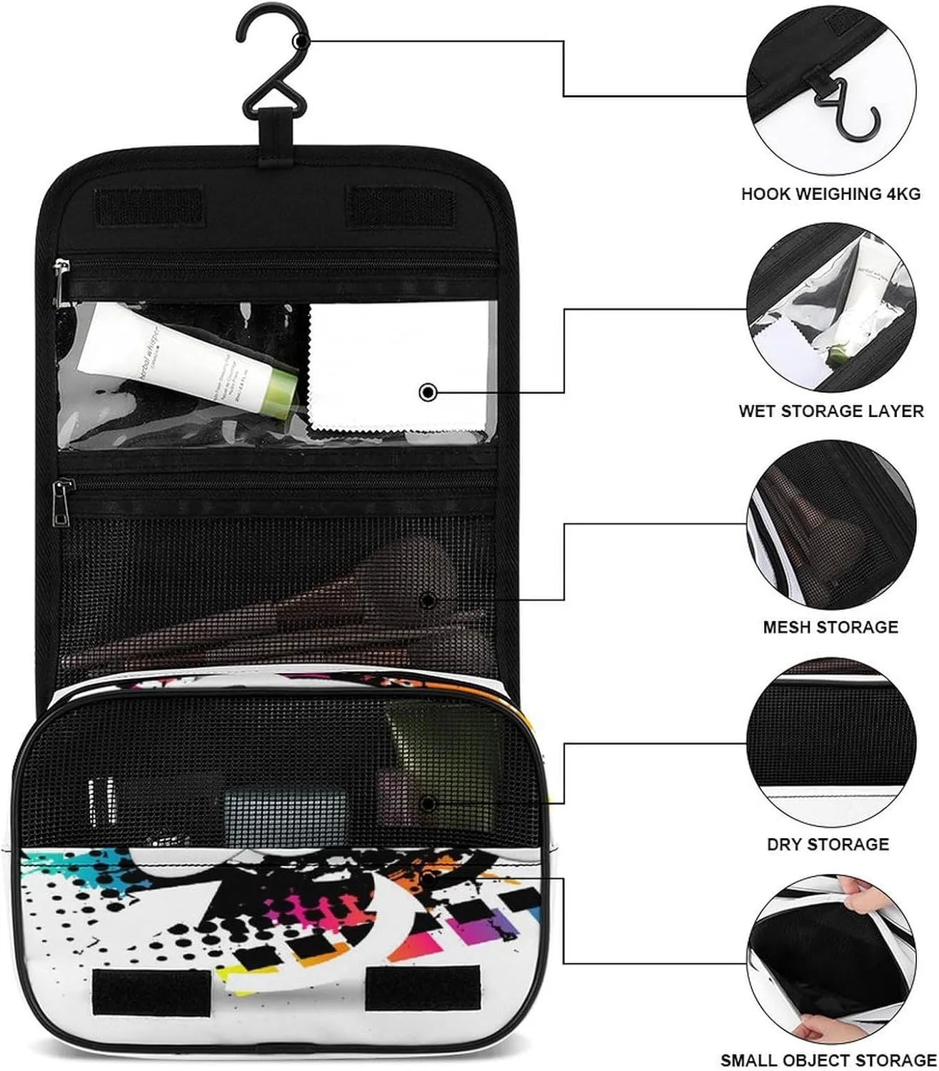 Women Hanging Toiletry Wash bag, Travel Cosmetic Storage Case Organizer