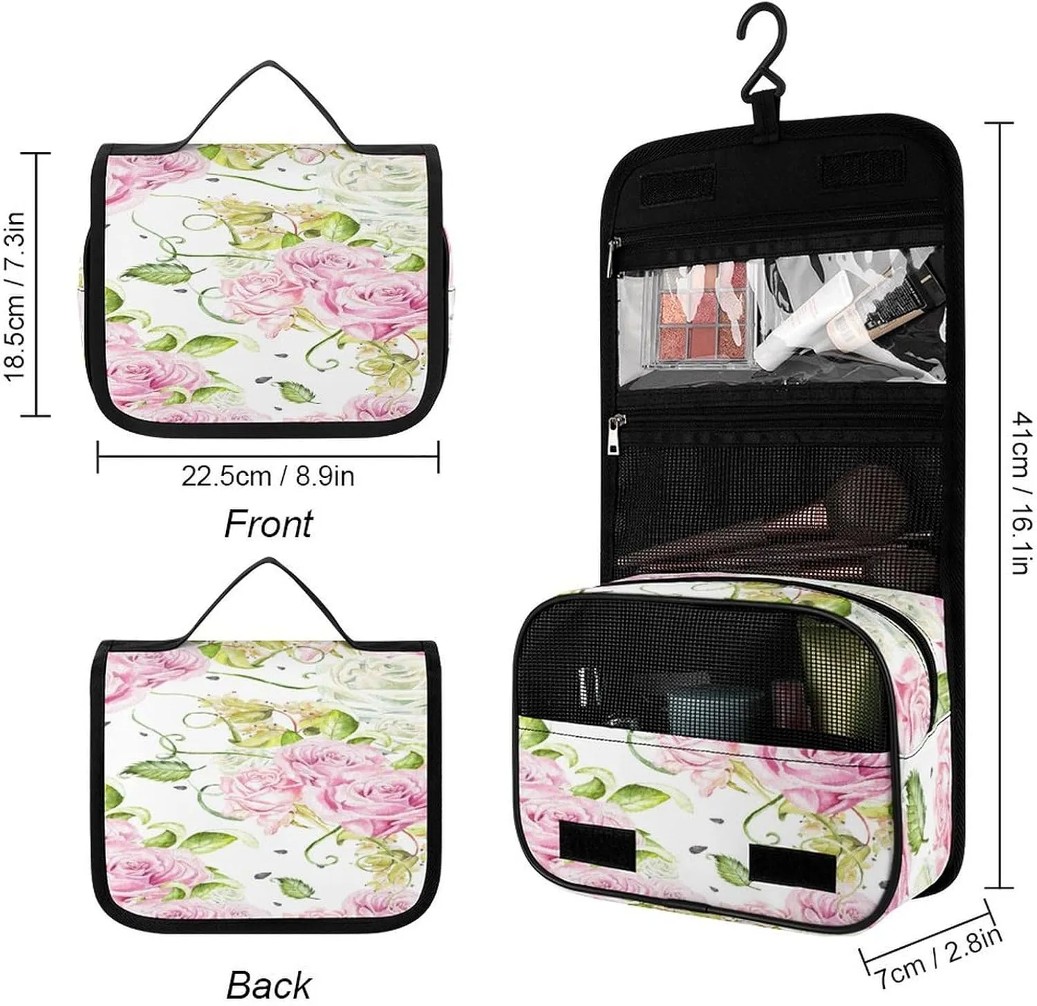 Women Hanging Toiletry Wash bag, Travel Cosmetic Storage Case Organizer