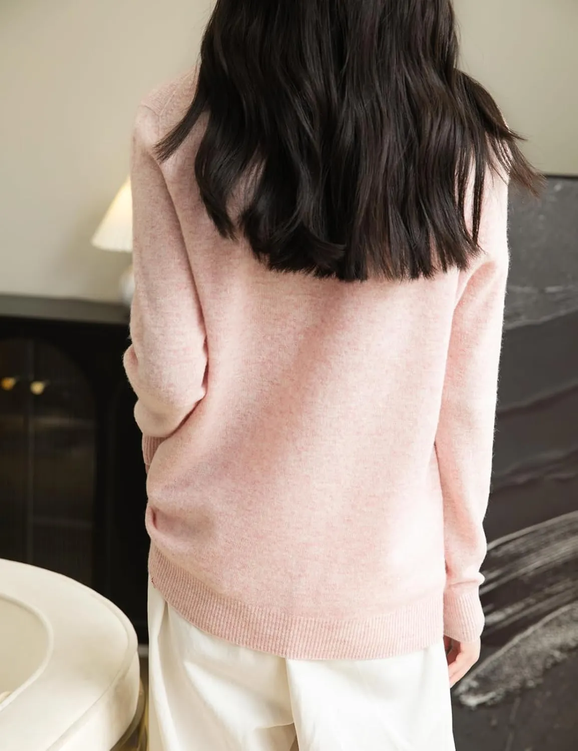 Women's 100% Merino Wool 2025 Fall Winter First-Line Ready to Wear Long Sleeve Seamless Knit Crewneck Sweater