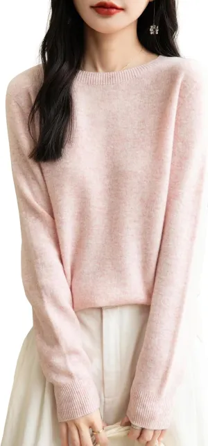 Women's 100% Merino Wool 2025 Fall Winter First-Line Ready to Wear Long Sleeve Seamless Knit Crewneck Sweater