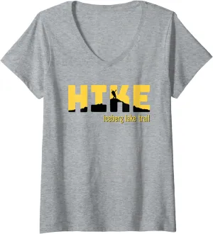 Womens HIKE ICEBERG LAKE TRAIL Classic Hiking V-Neck T-Shirt