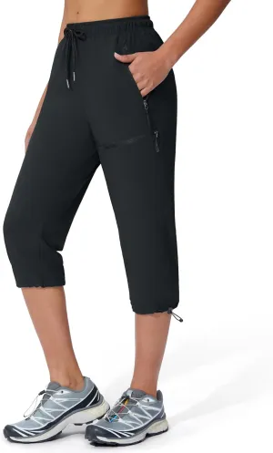 Women's Hiking Capri Pants Lightweight Quick Dry Outdoor Cargo Capris Camping Travel Zipper Pockets