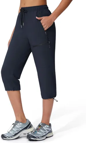 Women's Hiking Capri Pants Lightweight Quick Dry Outdoor Cargo Capris Camping Travel Zipper Pockets
