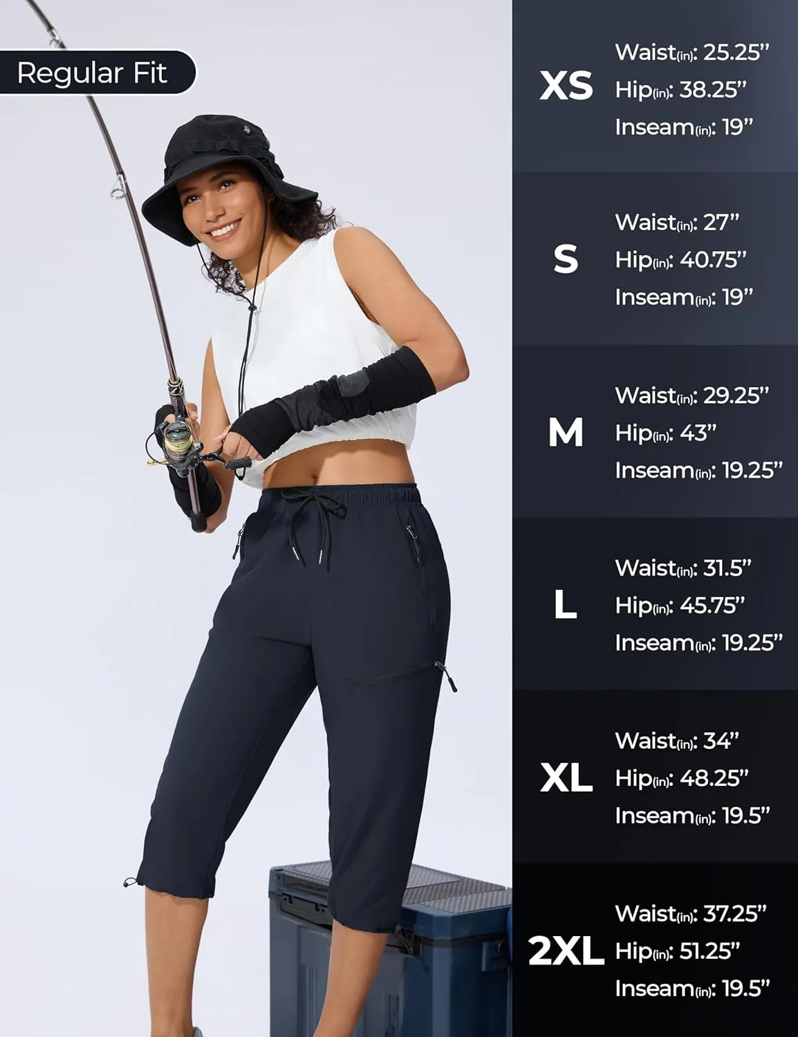Women's Hiking Capri Pants Lightweight Quick Dry Outdoor Cargo Capris Camping Travel Zipper Pockets