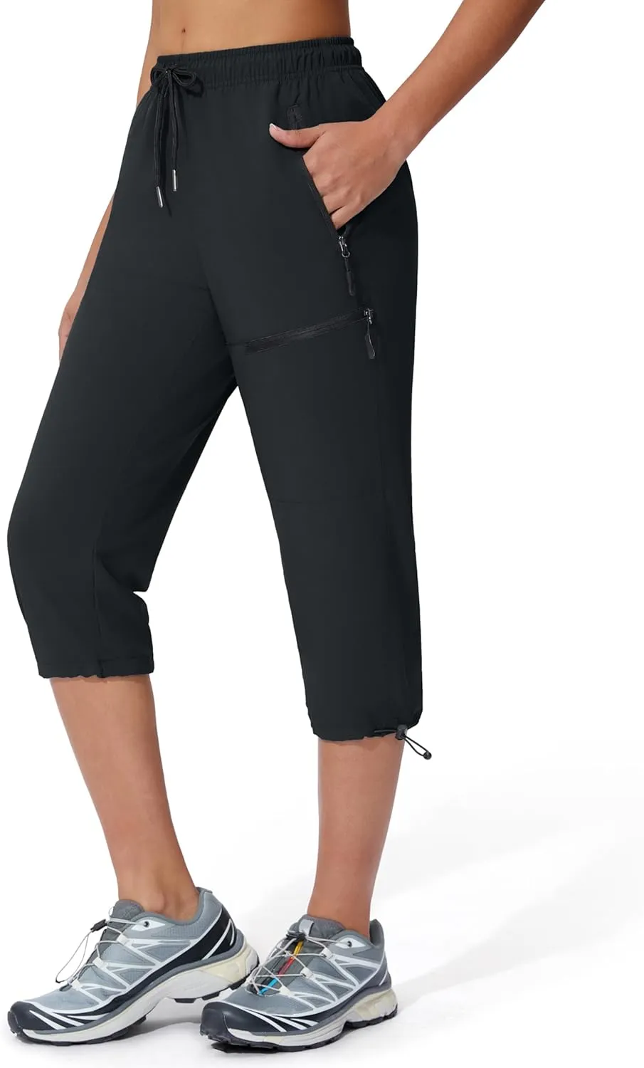 Women's Hiking Capri Pants Lightweight Quick Dry Outdoor Cargo Capris Camping Travel Zipper Pockets