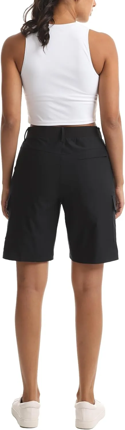 Women's Lightweight Hiking Cargo Shorts for Running Athletic Camping Travel Golf - Water Resistant with 5 Pockets