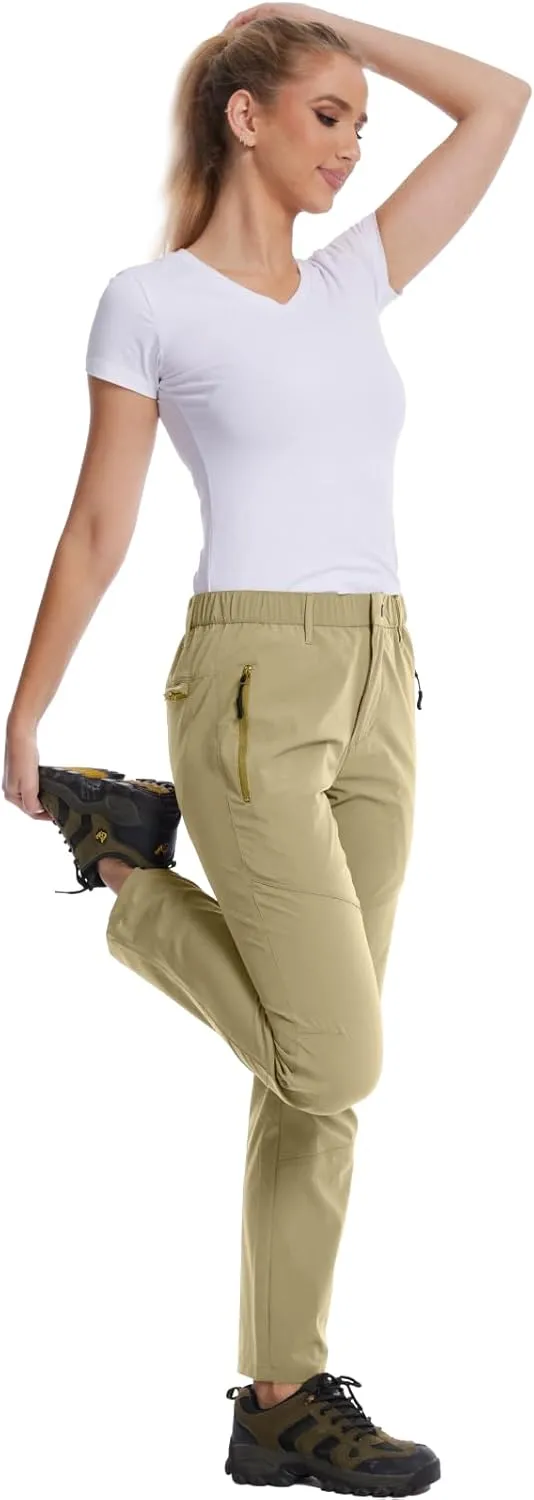 WORK IDEA Women's Hiking Pants Outdoor Water-Resistant Quick Dry Flex Travel Pants Lightweight