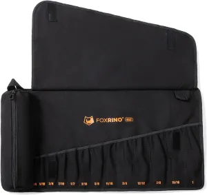 Wrench Roll, Wrench Roll Up Pouch, Gifts for Men Father Dad Mechanic, Heavy Duty Canvas Wrench Organizer Bag (Black, 13 1 SAE)