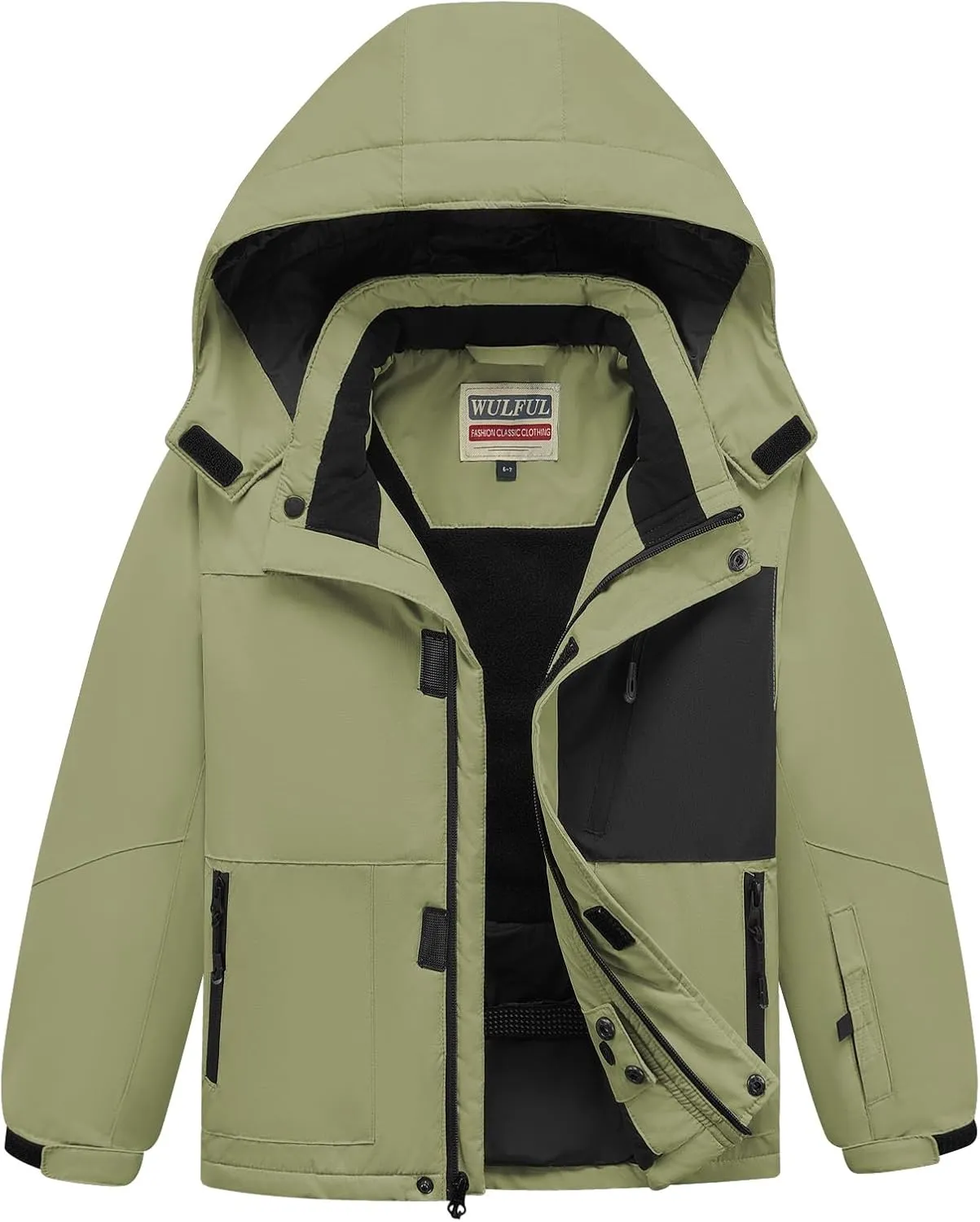 WULFUL Boy's Waterproof Ski Jacket Kids Winter Snow Coat Outdoor