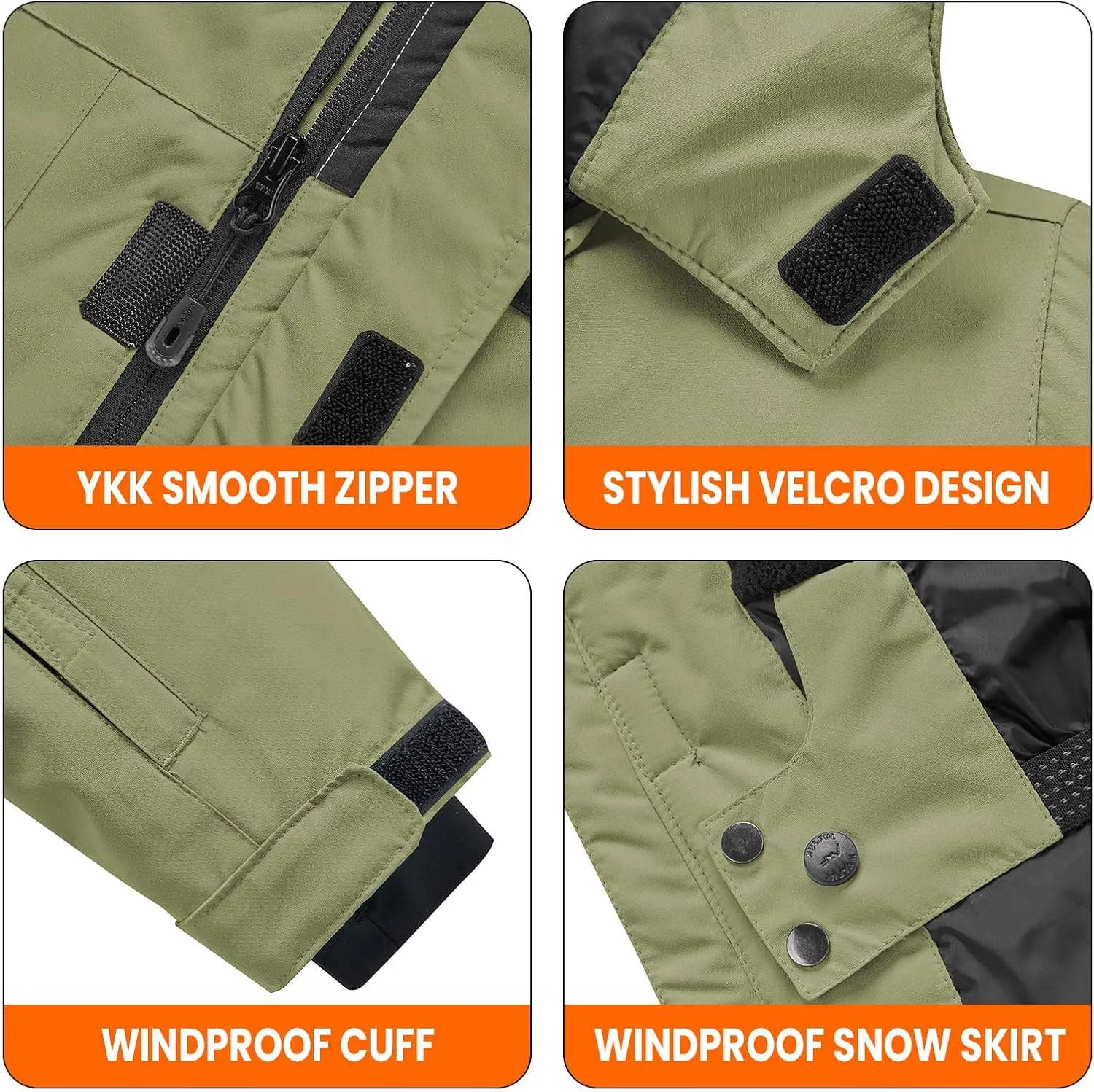 WULFUL Boy's Waterproof Ski Jacket Kids Winter Snow Coat Outdoor
