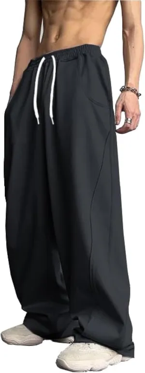 WZIKAI Men's Baggy Sweatpants Elastic Waist Drawstring Wide Leg Sweatpants Casual Loose Baggy Joggers with Pockets WZIKAI Men's Baggy Sweatpants Elastic Waist Drawstring Wide Leg Sweatpants Casual Loose Baggy Joggers with Pockets
