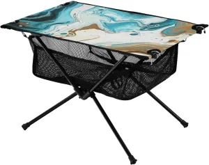 xigua Blue Marble Folding Camping Table,Portable Camp Table with Carry Bag Beach Table Folding Table for Picnic, Camp,Party,Travel211