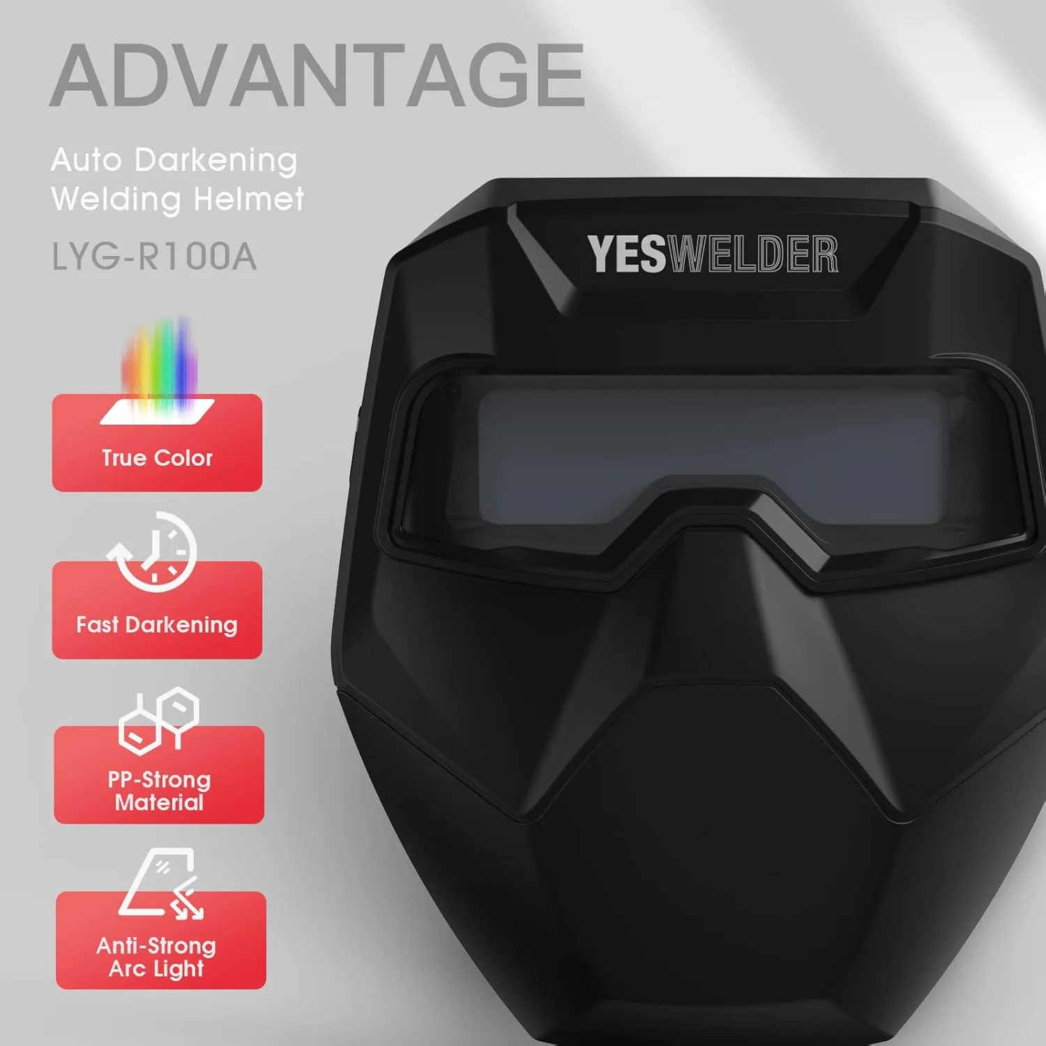 YESWELDER True Color Auto Darkening Welding Goggles, Wide Shade Range 4/5-9/9-13 with Grinding, Welding Glasses Welder Mask Welding Helmet for TIG MIG ARC Plasma Cut