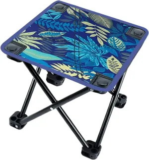 Yiju Camping Stool Camp Stool Folding Stool Camping Chair Foldable Footstool Recliner Foot Rest for Fishing Festival, Blue Leaves