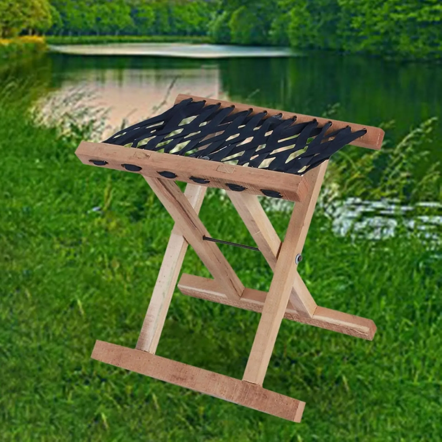 Yiju Foldable Stool Multipurpose Wood Home Furniture Lightweight Outdoor Camping Chair Foot Rest Stool for Yard Picnic Backpacking, 31cm