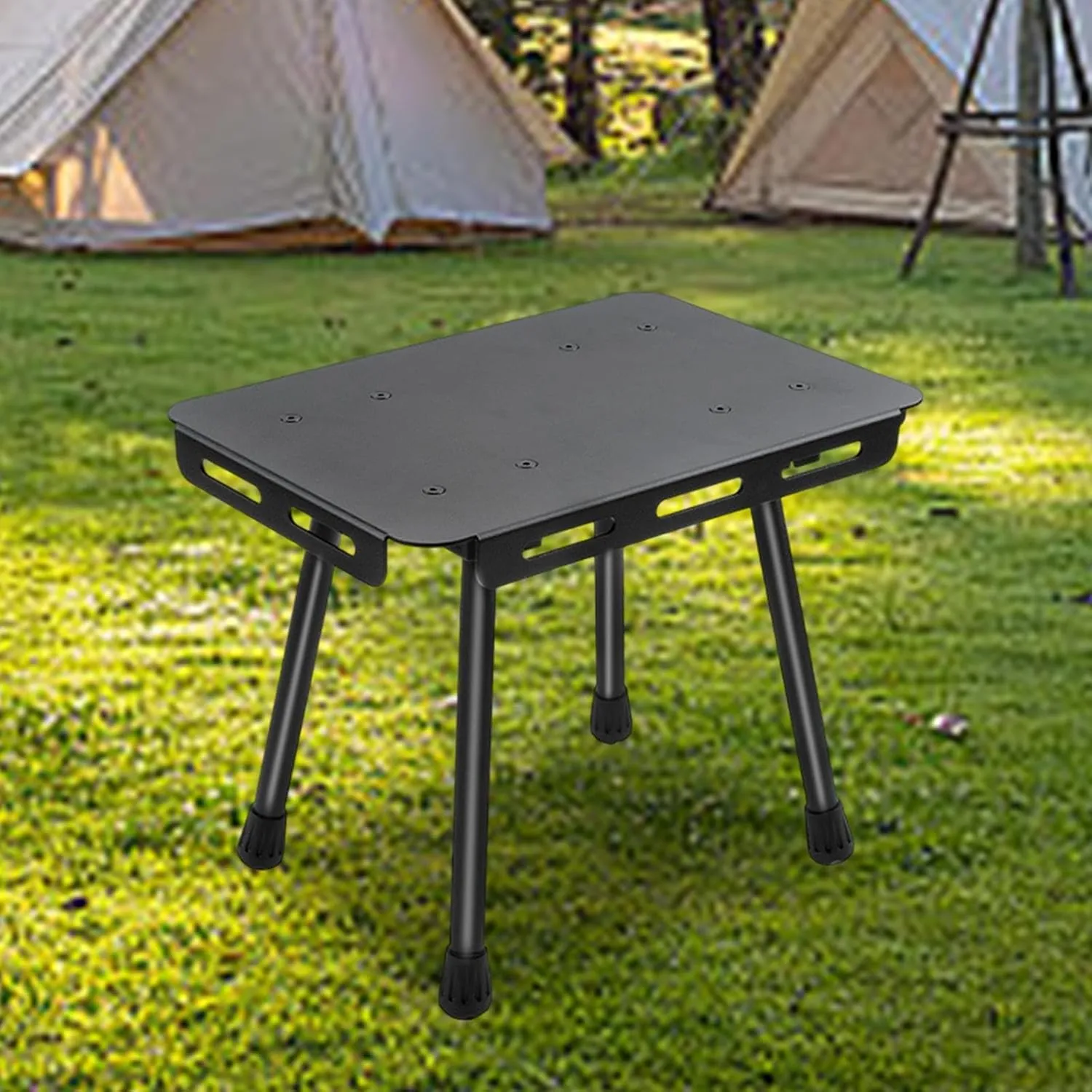 Yiju Folding Camping Table Small Chair Aluminum Alloy Heavy Duty with Carry Bag Portable Stool Picnic Table for Picnic Patio Yard, Black Bag