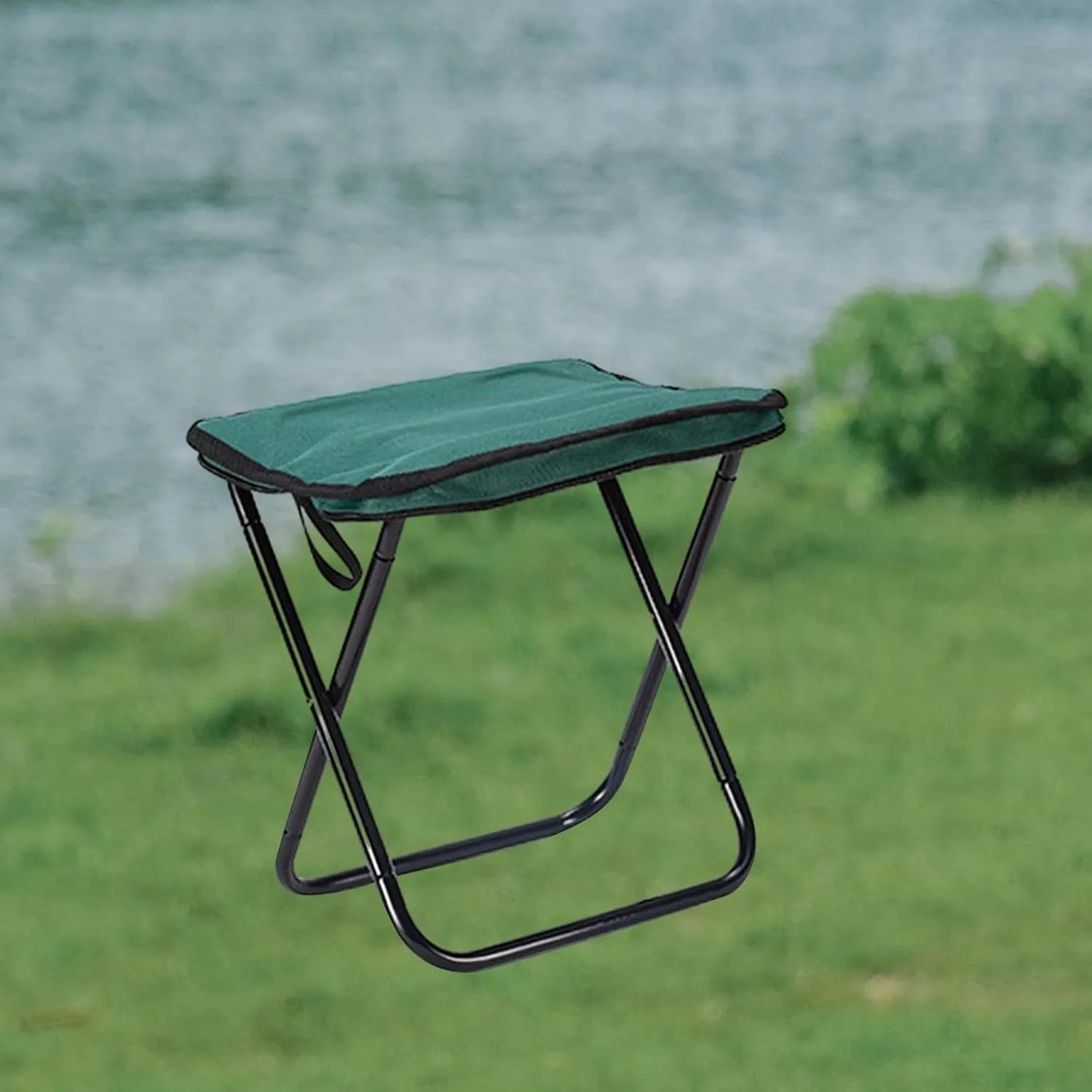 Yiju Folding Stool for Camping and Outdoor Activities with Aluminum Frame, Green