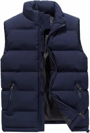 Ymosrh Mens Jackets Fashion Men's Autumn/Winter Solid Colour Warm Down Cotton Zip Vest Winter Coats for Men