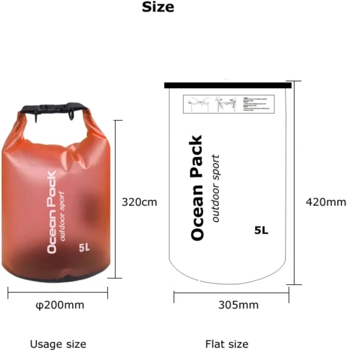YOUGLE 5L Beach Essentials Dry Bag Waterproof Women Men Roll Top Waterproof Backpack Sack Keeps Gear Dry for Kayaking Rafting Boating Swimming Camping Hiking Beach Fishing (Orange)