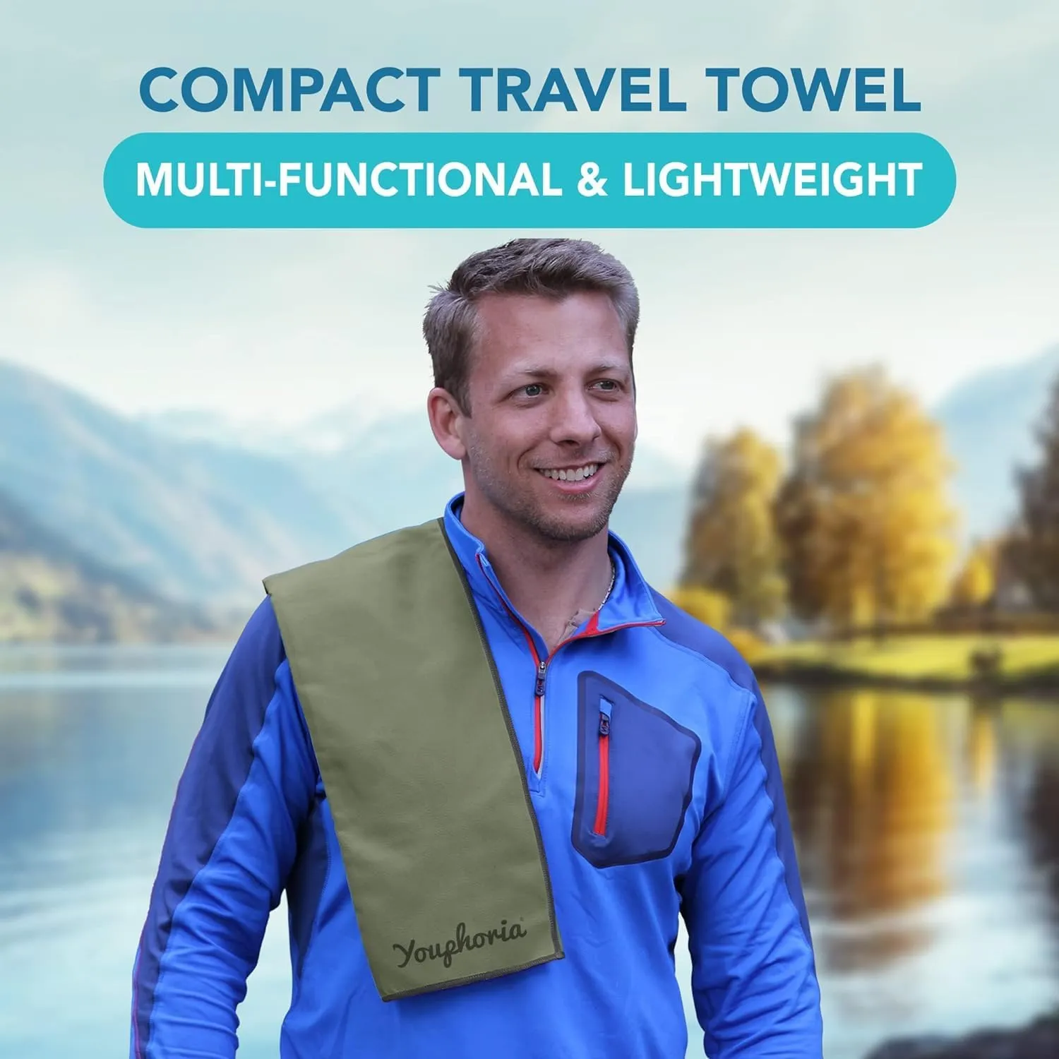 Youphoria Microfiber Travel Towel Fast Drying Lightweight - Quick Dry Towel for Camping, Beach, Backpacking, Hiking & Sport