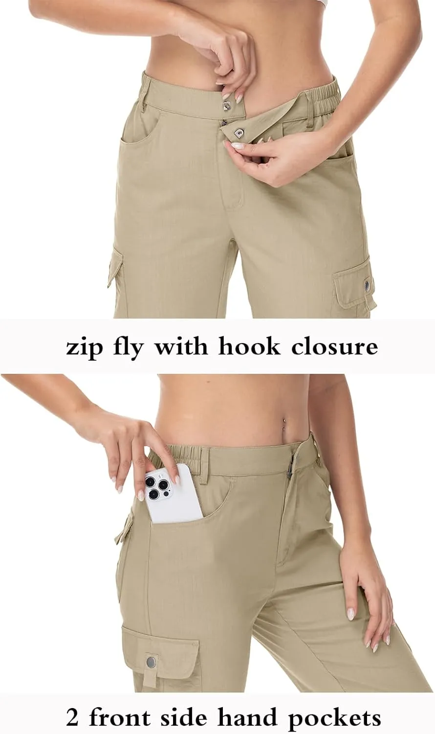 YSENTO Womens Cargo Hiking Pants with Pockets Lightweight Stretch Quick Dry Camping Travel Pants Roll Up