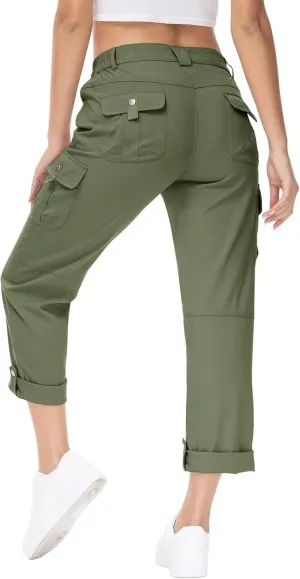 YSENTO Womens Cargo Hiking Pants with Pockets Lightweight Stretch Quick Dry Camping Travel Pants Roll Up