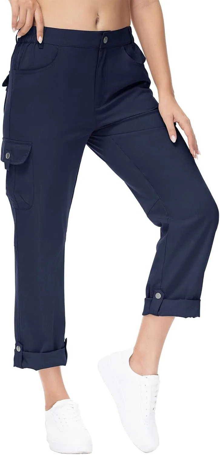 YSENTO Womens Cargo Hiking Pants with Pockets Lightweight Stretch Quick Dry Camping Travel Pants Roll Up