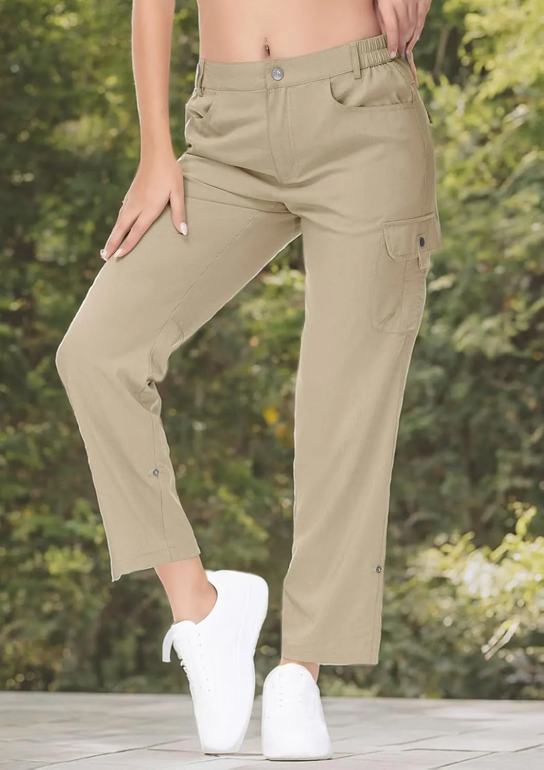 YSENTO Womens Cargo Hiking Pants with Pockets Lightweight Stretch Quick Dry Camping Travel Pants Roll Up