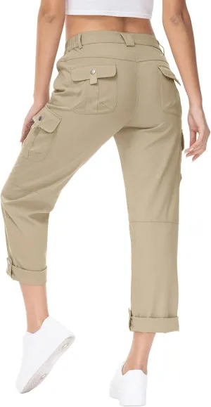 YSENTO Womens Cargo Hiking Pants with Pockets Lightweight Stretch Quick Dry Camping Travel Pants Roll Up
