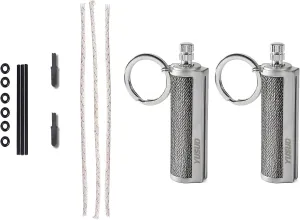 YUSUD 2 Pack Permanent Match with Replaceable Accessories, Never Ending Matchstick Parts, Forever Matches Kit Included Scrapers, Flint Fire Starter Rods, Wicks, Sealed Waterproof Rubber Rings