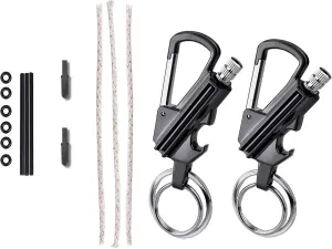 yusud 2 Pack Permanent Match with Replaceable Accessories, Never Ending Matchstick Parts, Forever Matches Kit Included Scrapers, Flint Fire Starter Rods, Wicks, Sealed Waterproof Rubber Rings