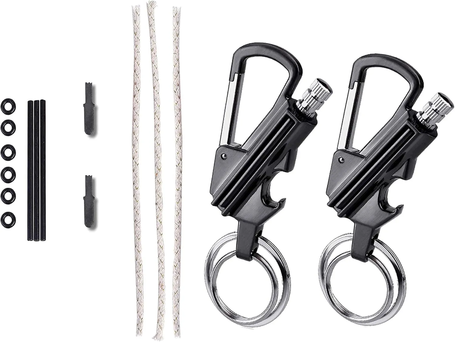 yusud 2 Pack Permanent Match with Replaceable Accessories, Never Ending Matchstick Parts, Forever Matches Kit Included Scrapers, Flint Fire Starter Rods, Wicks, Sealed Waterproof Rubber Rings