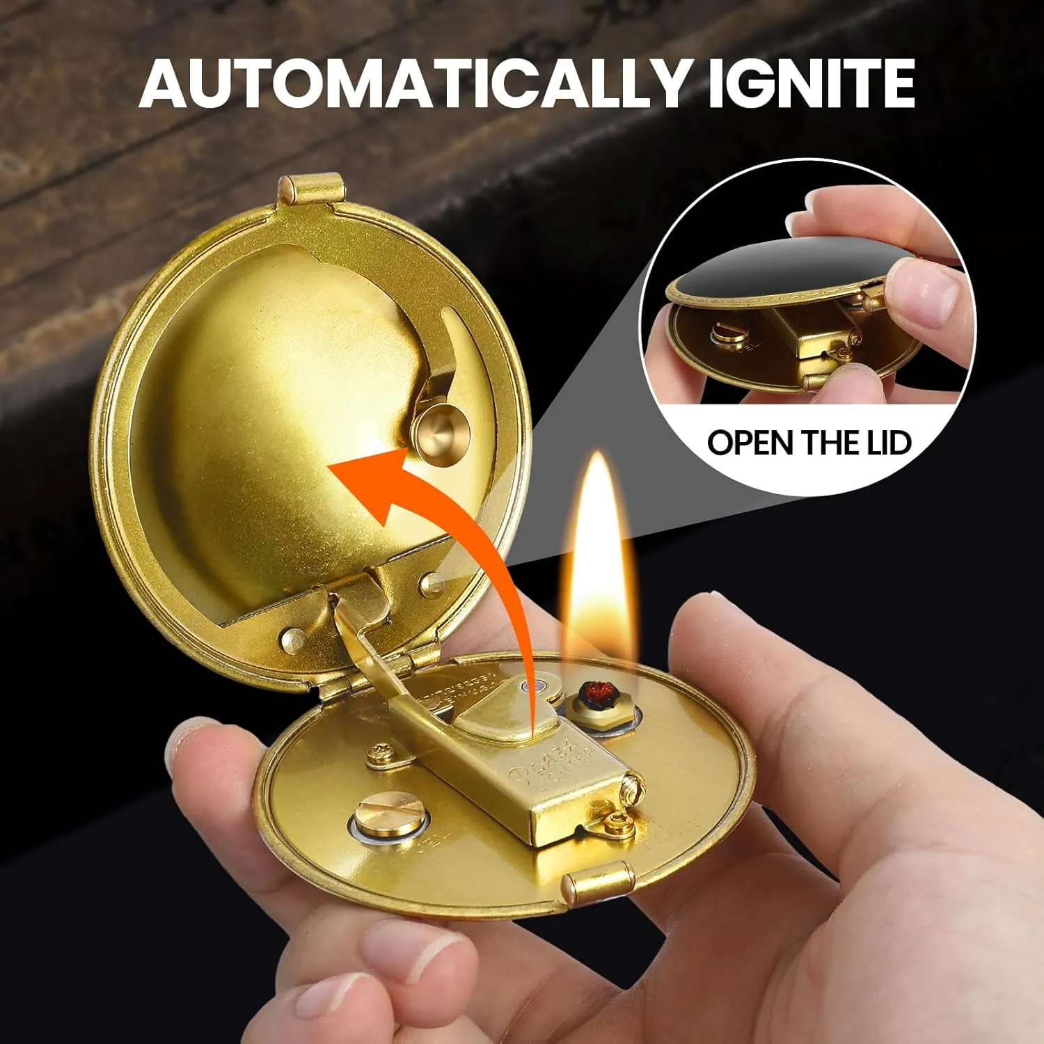 YUSUD Vintage Trench Lighter, Cool Pipe Lighters Fluid Refill, Antique Copper Lighter, Unique Table Lighter Gifts for Men Woman Dad, Black