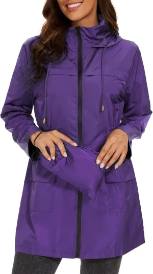 Zando Womens Rain Jackets for Women Waterproof Rain Coats for Women Active Packable Raincoat Windbreaker Jacket with Hood